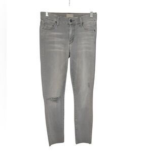 MOTHER Gray Skinny Jeans Distressed Last Chance Saloon.